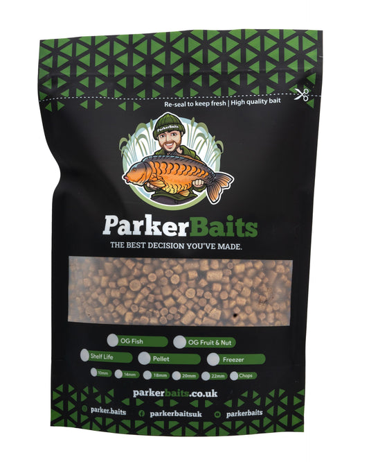PARKER BAITS PARKER BAITS OG Fruit & Nut Pellet - 3kg + Tub  - Parkfield Angling Centre