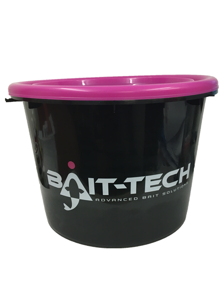 BAIT-TECH BAIT-TECH Groundbait Bucket & Lid - Black/Pink - Parkfield Angling Centre