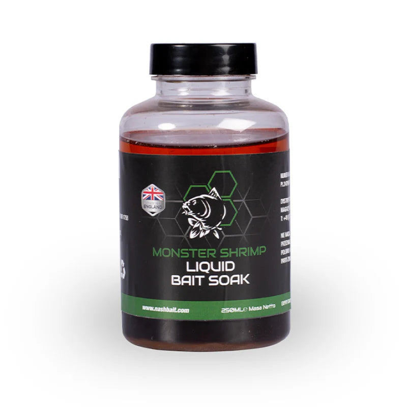 NASH NASH Monster Shrimp Liquid Bait Soak 250ml - Parkfield Angling Centre