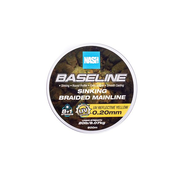 NASH NASH Baseline Sinking Braid UV Yellow - Parkfield Angling Centre