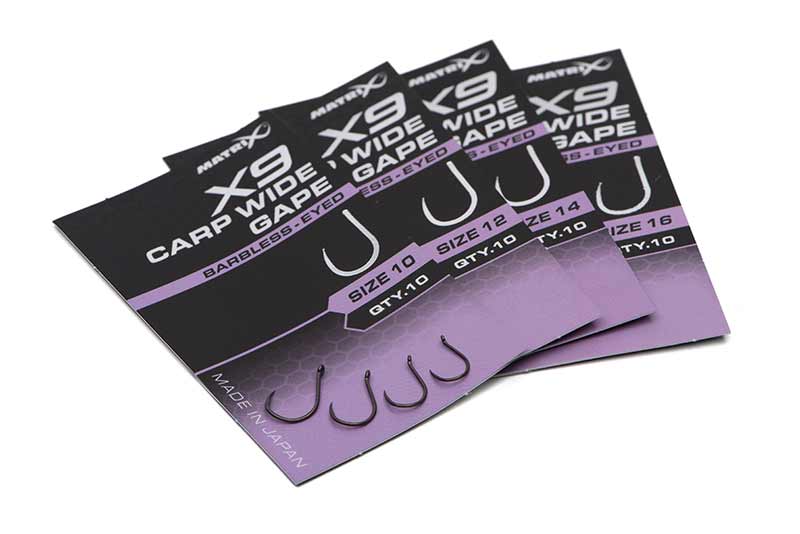 MATRIX MATRIX X9 Carp Wide Gape Barbless - Eyed - Parkfield Angling Centre