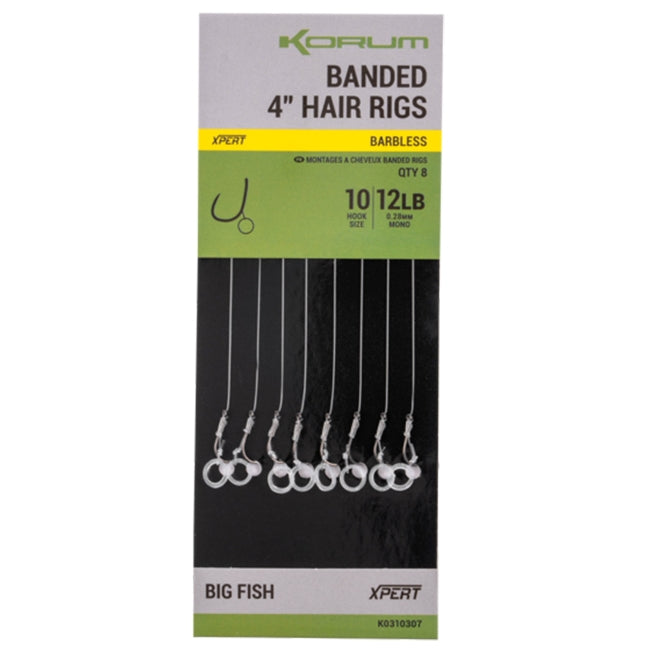 KORUM KORUM Banded Hair Rigs 4 inch - Parkfield Angling Centre