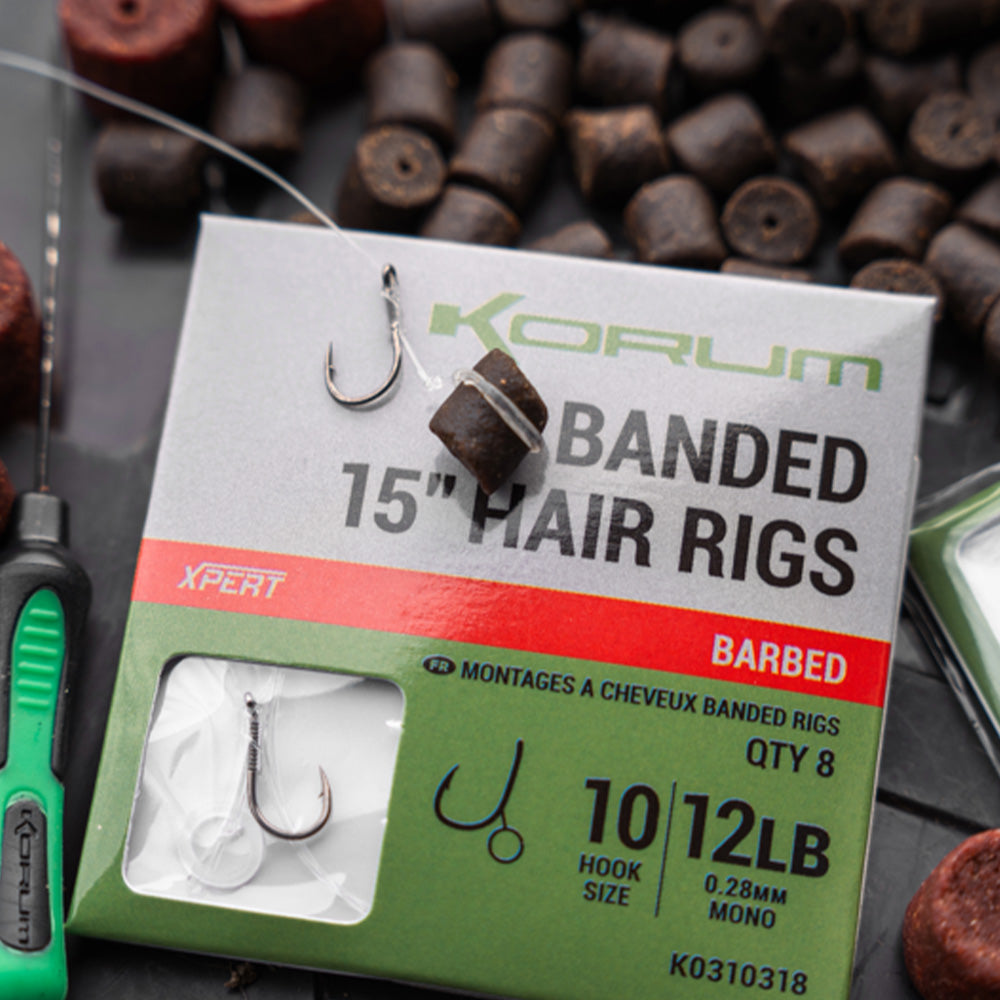 KORUM KORUM Banded Hair Rigs 12lb 15 inch - Parkfield Angling Centre