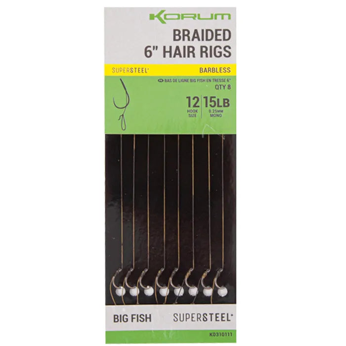 KORUM KORUM Big Fish Braided Hair Rigs 6" - Parkfield Angling Centre