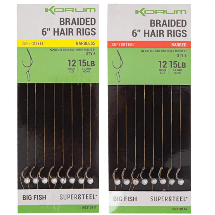 KORUM KORUM Big Fish Braided Hair Rigs 6" - Parkfield Angling Centre