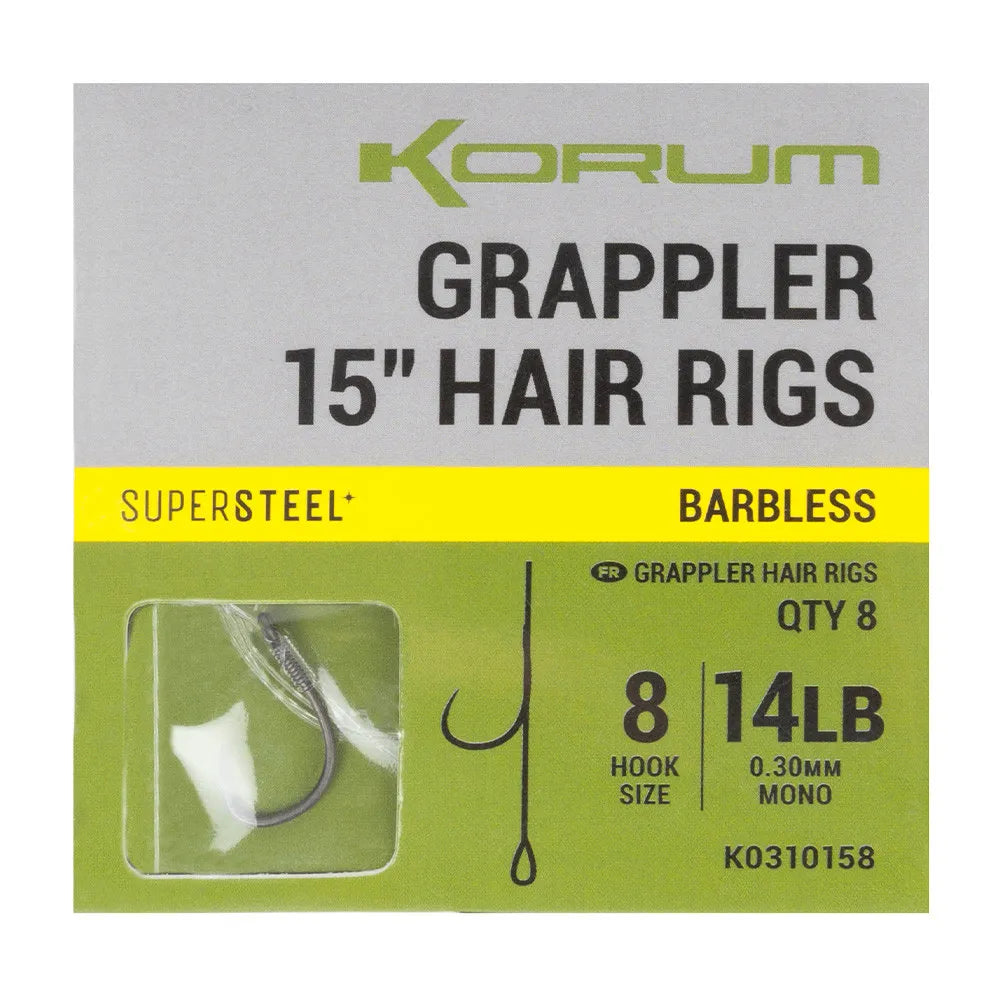 KORUM KORUM Grappler Hair Rigs - 15" Barbless - Parkfield Angling Centre
