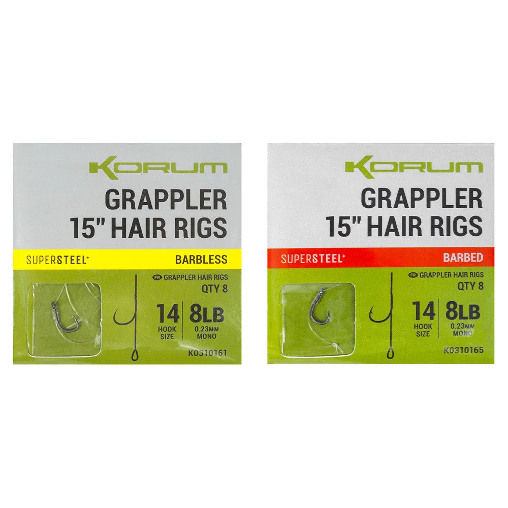 KORUM KORUM Grappler Hair Rigs - 15" Barbed - Parkfield Angling Centre