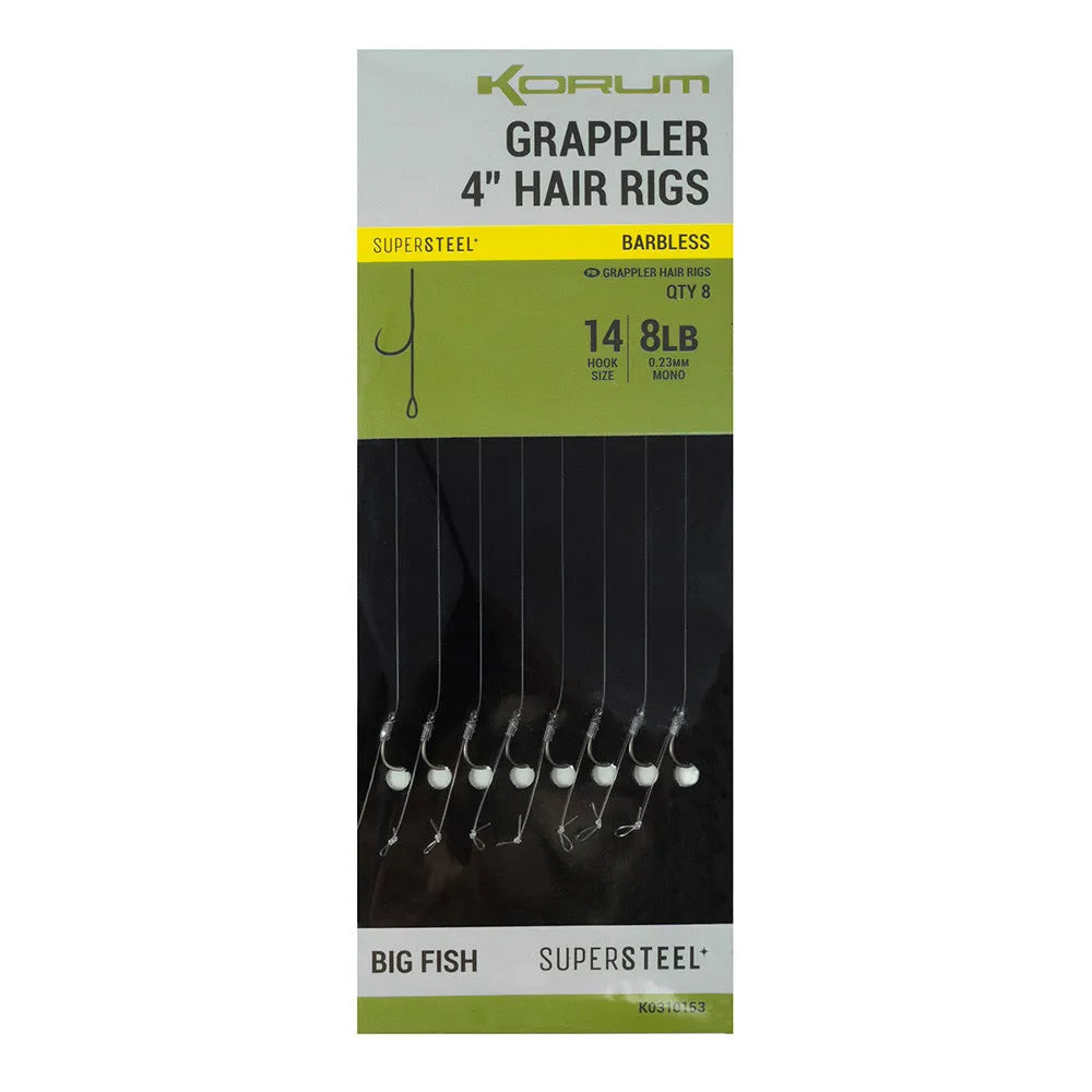 KORUM KORUM Grappler Hair Rigs - 4" Barbless - Parkfield Angling Centre