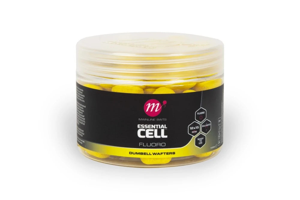 MAINLINE MAINLINE Essential Cell Fluoro Dumbell Wafters - 12 x 15mm - Parkfield Angling Centre