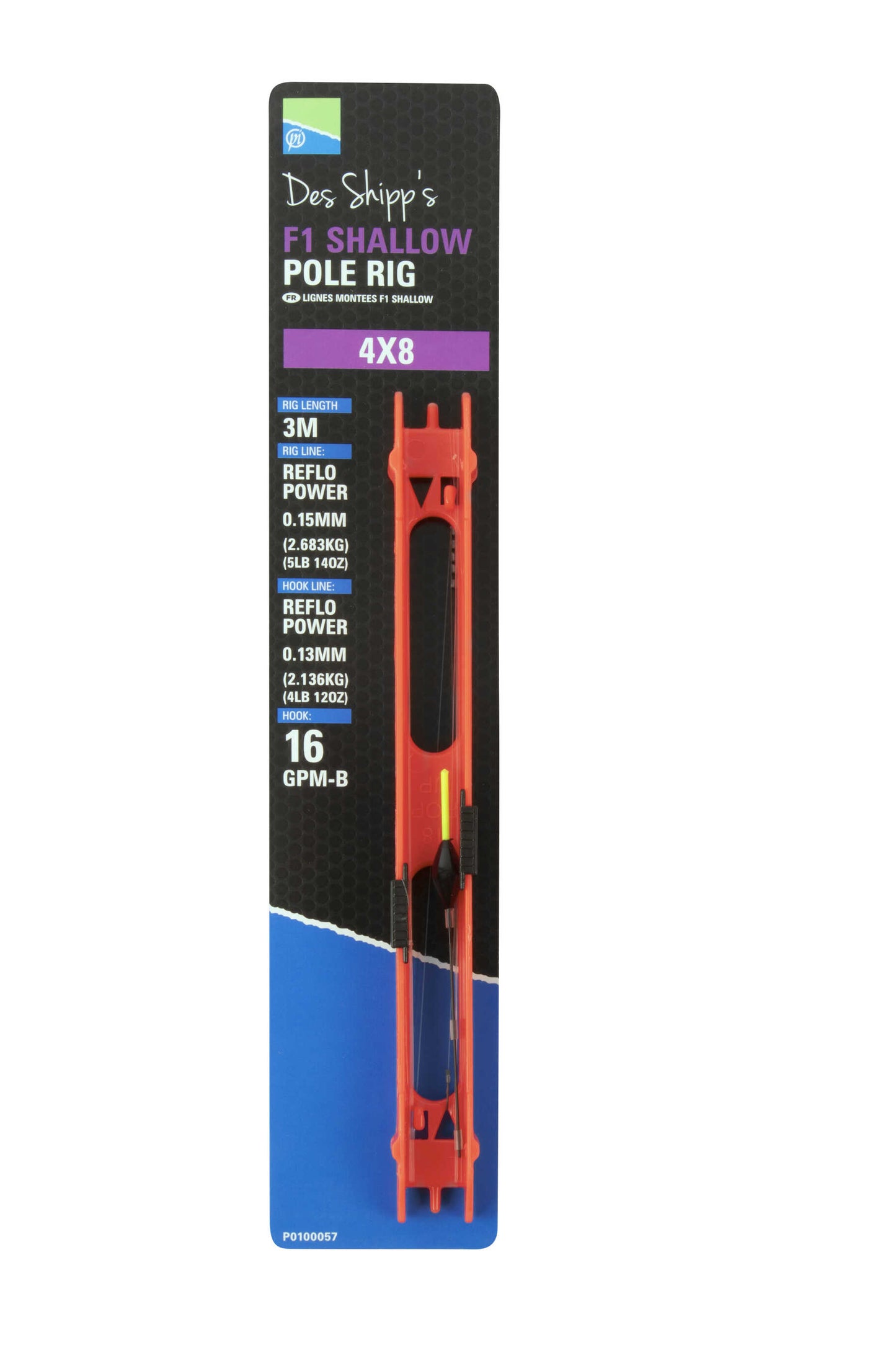 PRESTON PRESTON Des Shipp Pole Rigs PRESTON 4X8 F1 SHALLOW POLE RIG - Parkfield Angling Centre