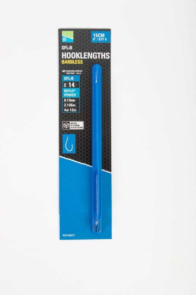 PRESTON PRESTON SFL-B SPADE END MAG STORE HOOKLENGTHS - 6" - Parkfield Angling Centre