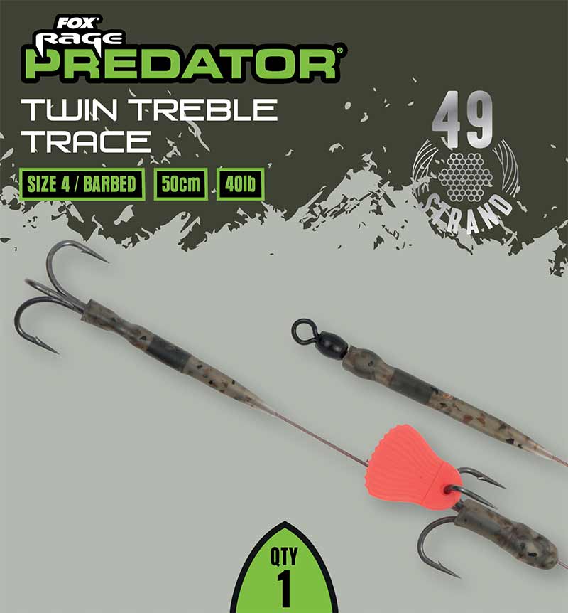 FOX FOX Rage Predator Twin Treble Trace Barbed - Parkfield Angling Centre