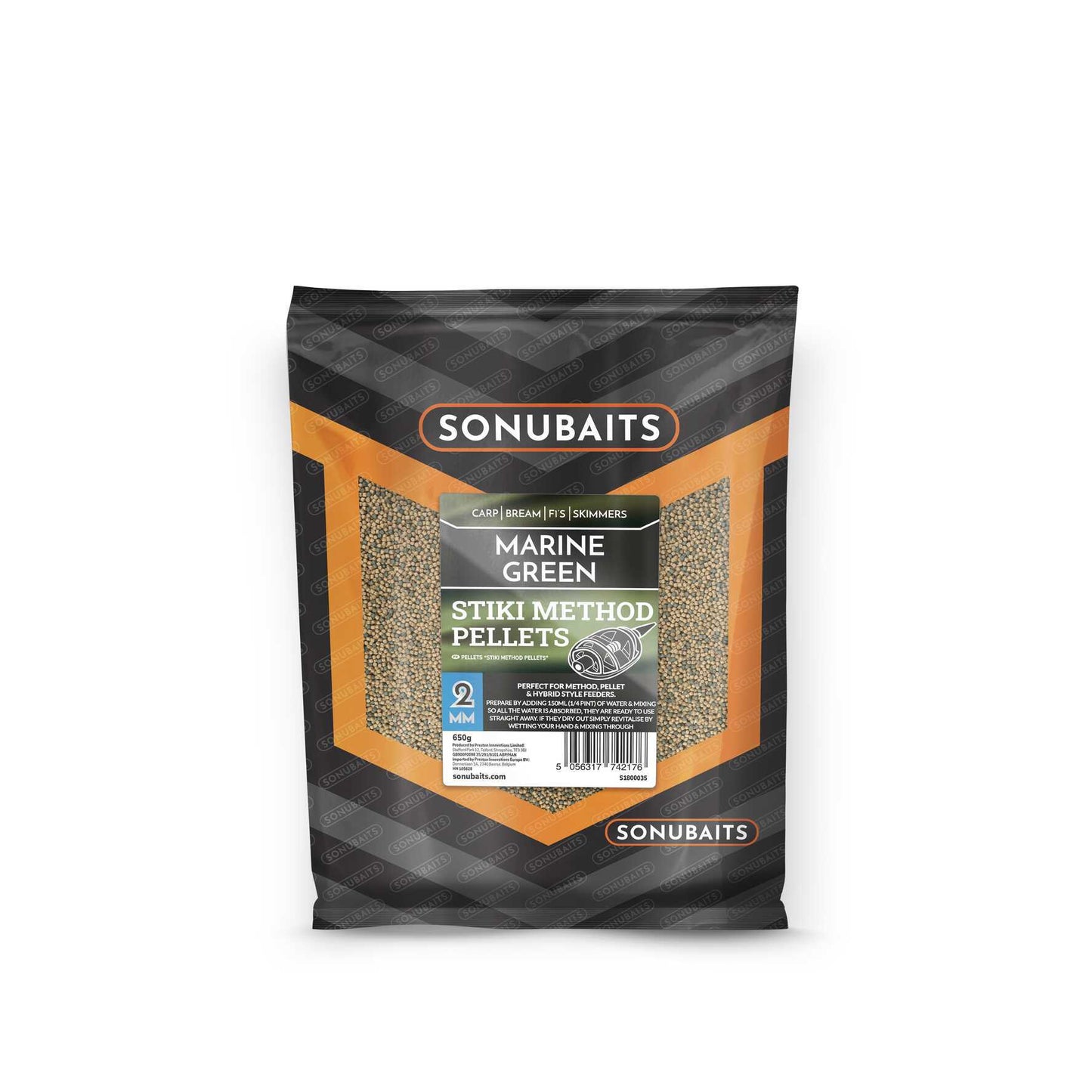 SONU SONU Stiki Marine Green Method Pellets - 2Mm (650Gr) - Parkfield Angling Centre