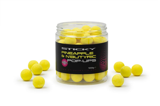 STICKY BAITS STICKY BAITS Pineapple & N'Butyric Pop-Ups 100g Pot  - Parkfield Angling Centre