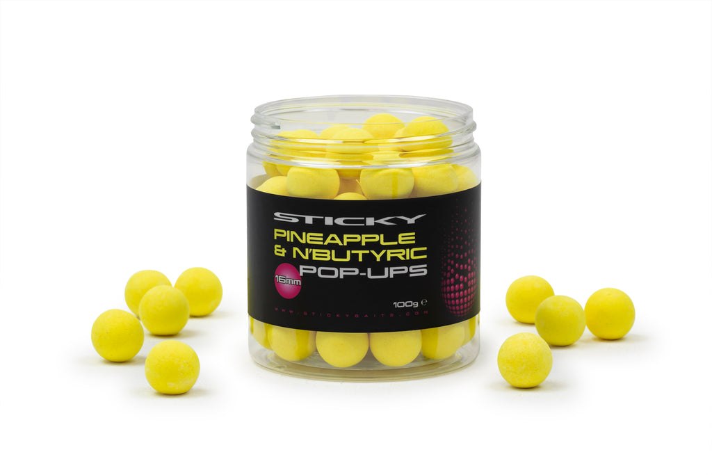 STICKY BAITS STICKY BAITS Pineapple & N'Butyric Pop-Ups 100g Pot - Parkfield Angling Centre