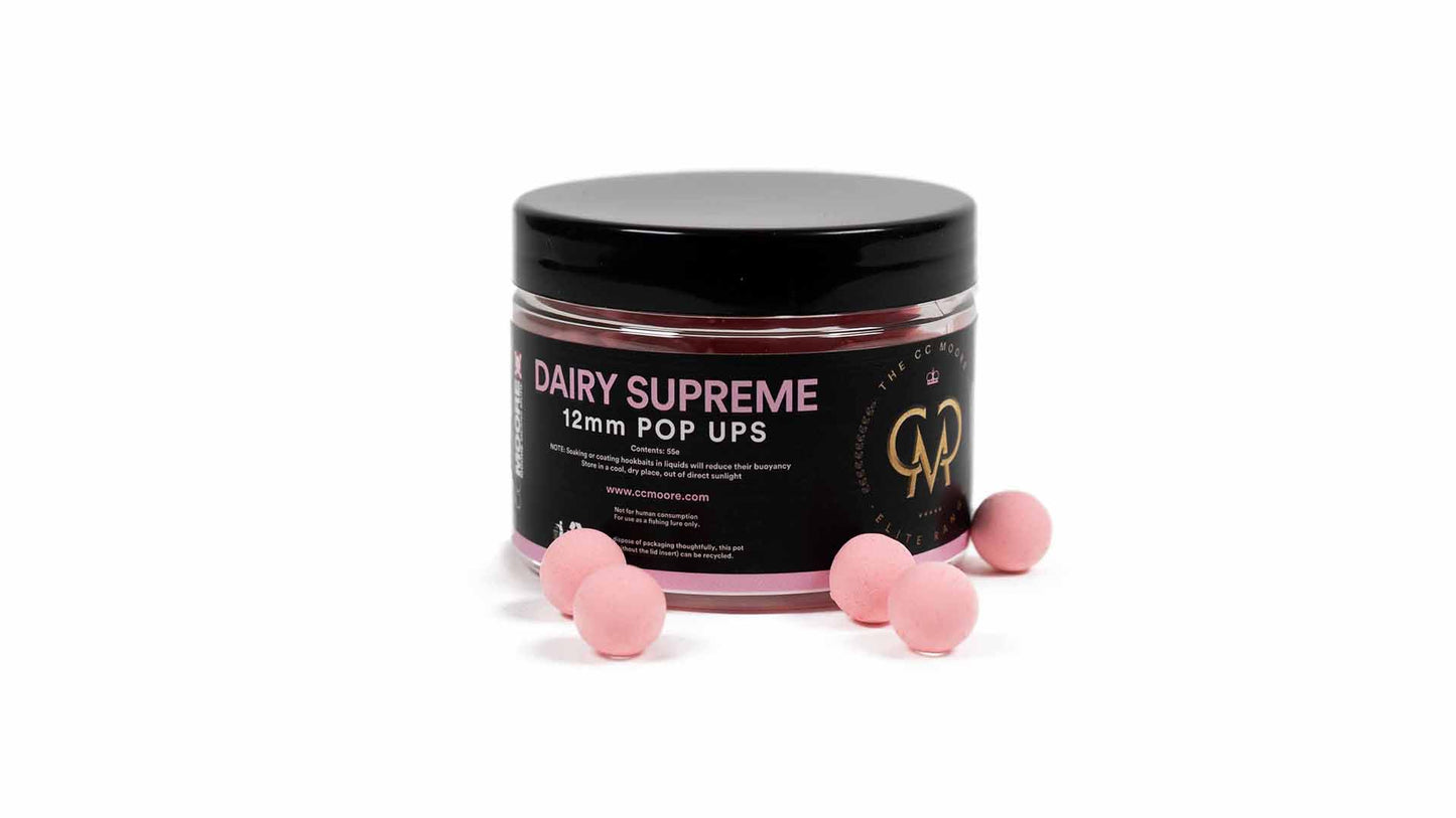 CC MOORE CC MOORE Dairy Supreme Pop Ups (Elite Range) CC MOORE Dairy Supreme Pop Ups (Elite Range) 12mm 1 pot - Parkfield Angling Centre
