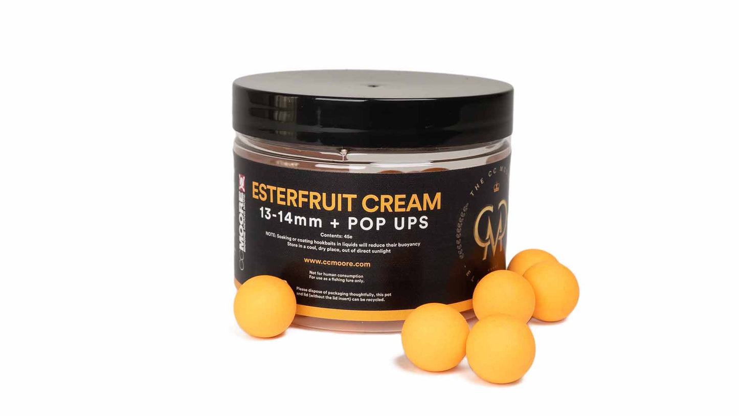 CC MOORE CC MOORE Esterfruit Cream Pop Ups (Elite Range) CC MOORE Esterfruit Cream + Pop Ups (Elite Range) 13-14mm 1 pot - Parkfield Angling Centre