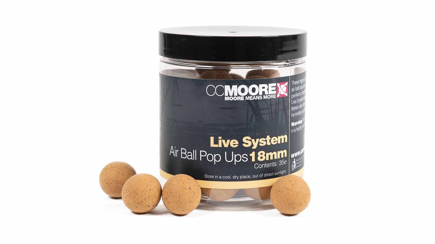 CC MOORE CC MOORE Live System Pop Ups CC MOORE Live System Air Ball Pop Ups 18mm 1 pot - Parkfield Angling Centre