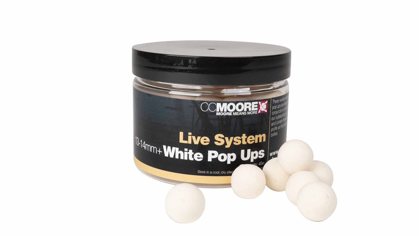 CC MOORE CC MOORE Live System Pop Ups CC MOORE Live System White Pop Ups 13-14mm 1 pot - Parkfield Angling Centre