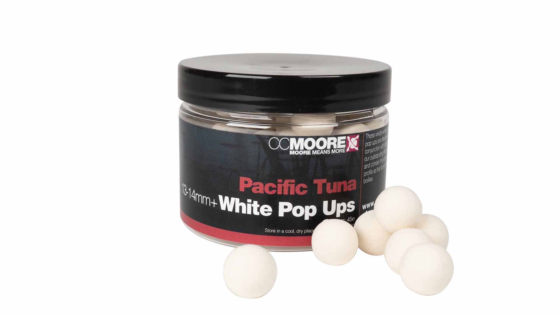 CC MOORE CC MOORE Pacific Tuna Pop Ups CC MOORE Pacific Tuna White Pop Ups 13-14mm  1 pot - Parkfield Angling Centre