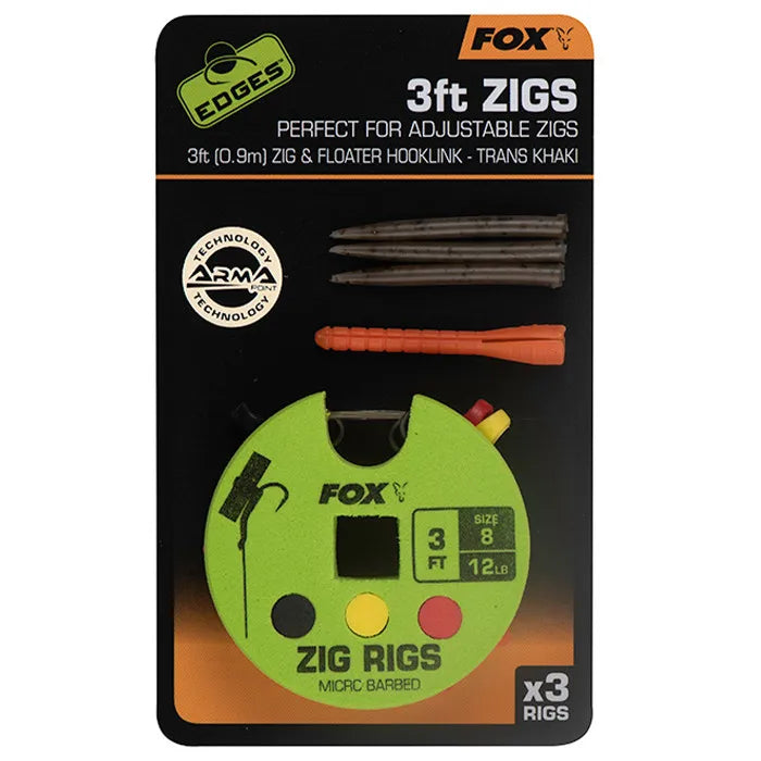 FOX FOX Edges Pre Tied Zigs 3FT & 12FT - Parkfield Angling Centre