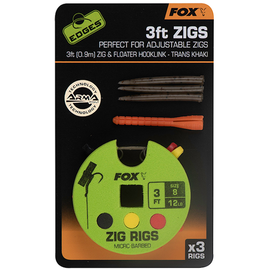 FOX FOX Edges Zig Rig 8 - 12lb 3ft x 3  - Parkfield Angling Centre