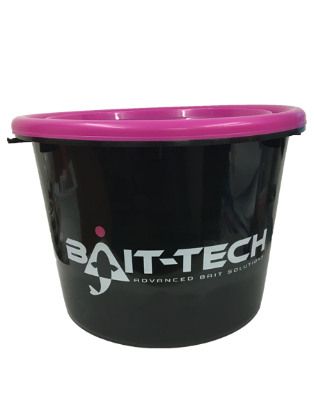 BAIT-TECH BAIT-TECH Groundbait Bucket & Lid - Black/Pink  - Parkfield Angling Centre