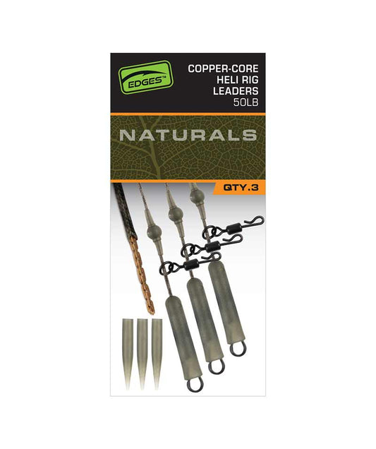 FOX FOX Edges Naturals Copper-Core Heli Rig Leaders x3 - Parkfield Angling Centre