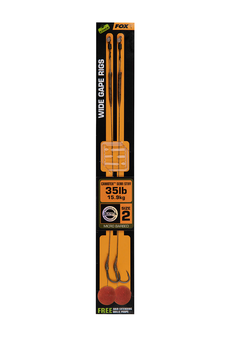 FOX FOX Edges Wide Gape Camotex Semi Stiff x 2 - Parkfield Angling Centre