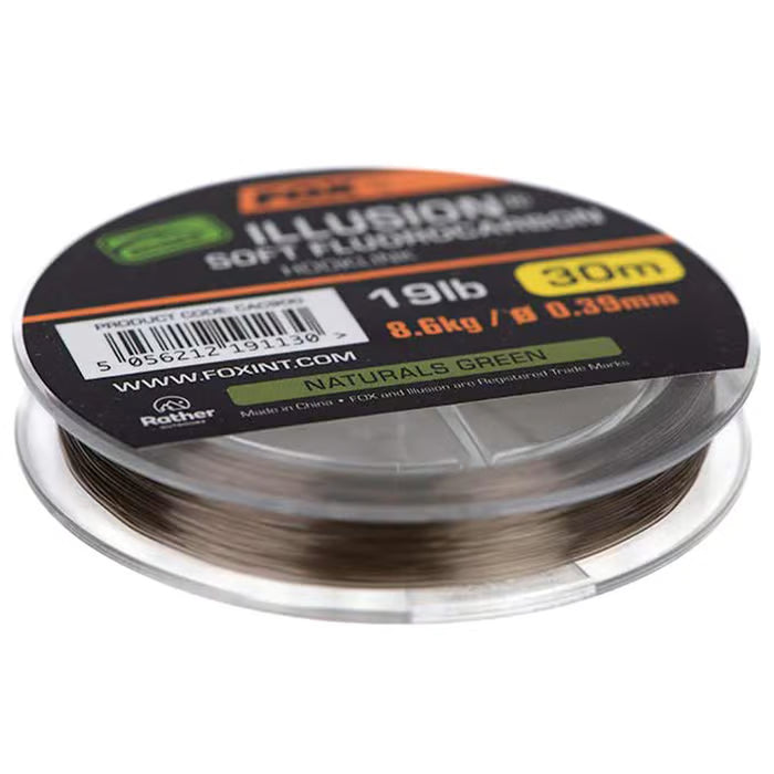 FOX FOX Edges Illusion Soft Fluorocarbon Hooklink 30m - Naturals Green - Parkfield Angling Centre