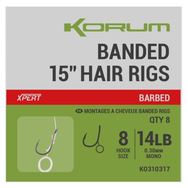 KORUM KORUM Banded Hair Rigs 12lb 15 inch - Parkfield Angling Centre