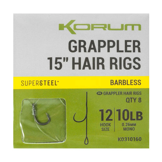 KORUM KORUM Grappler Hair Rigs - 15" Barbless  - Parkfield Angling Centre