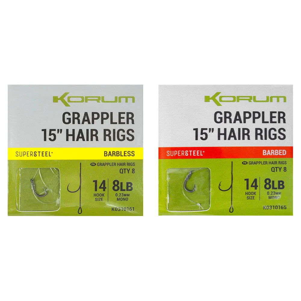 KORUM KORUM Grappler Hair Rigs - 15" Barbed  - Parkfield Angling Centre
