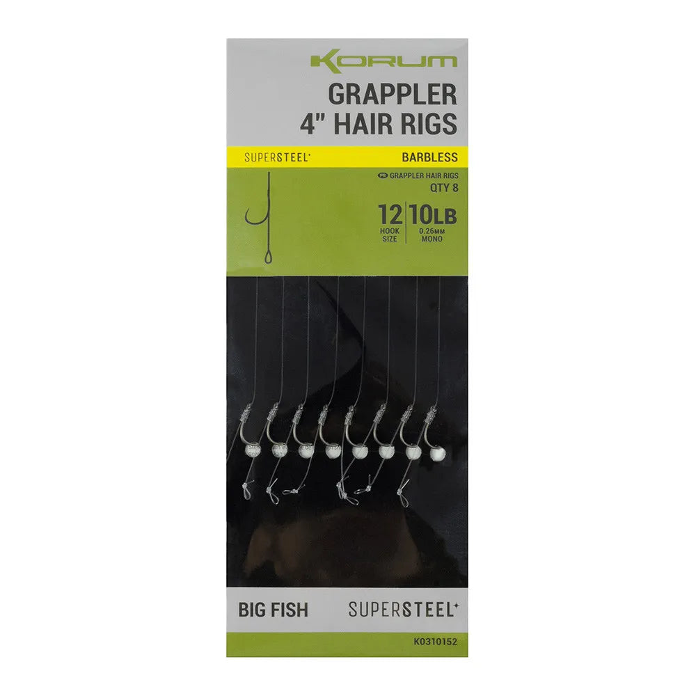 KORUM KORUM Grappler Hair Rigs - 4" Barbless  - Parkfield Angling Centre