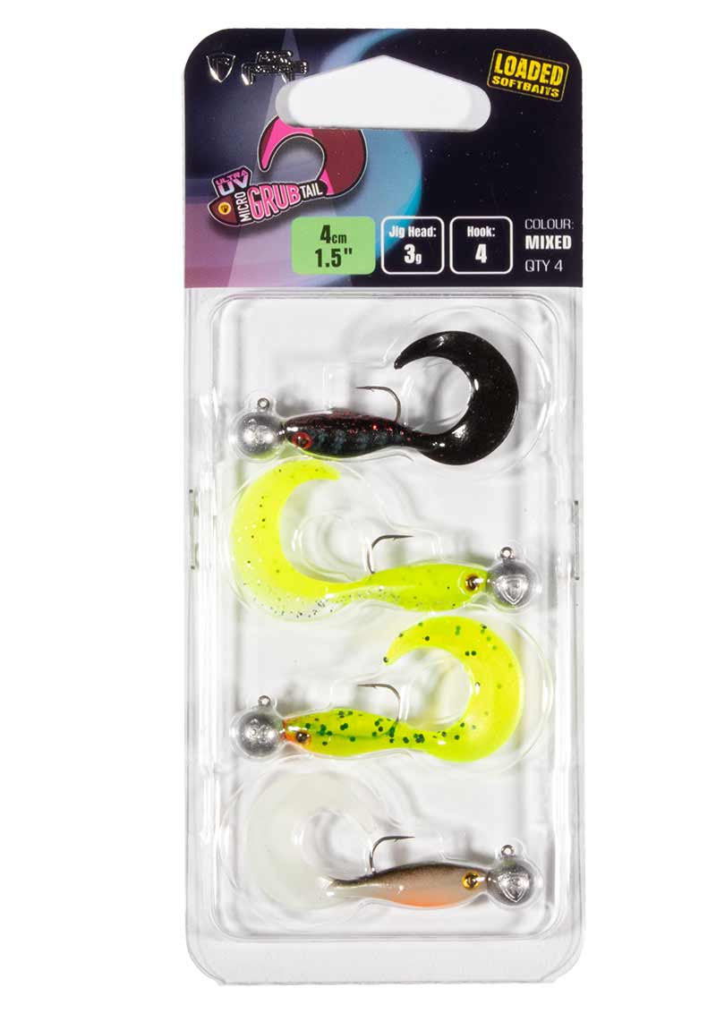 FOX FOX Rage Micro Grub Tail Mixed UV Colour Pack LOADED  - Parkfield Angling Centre