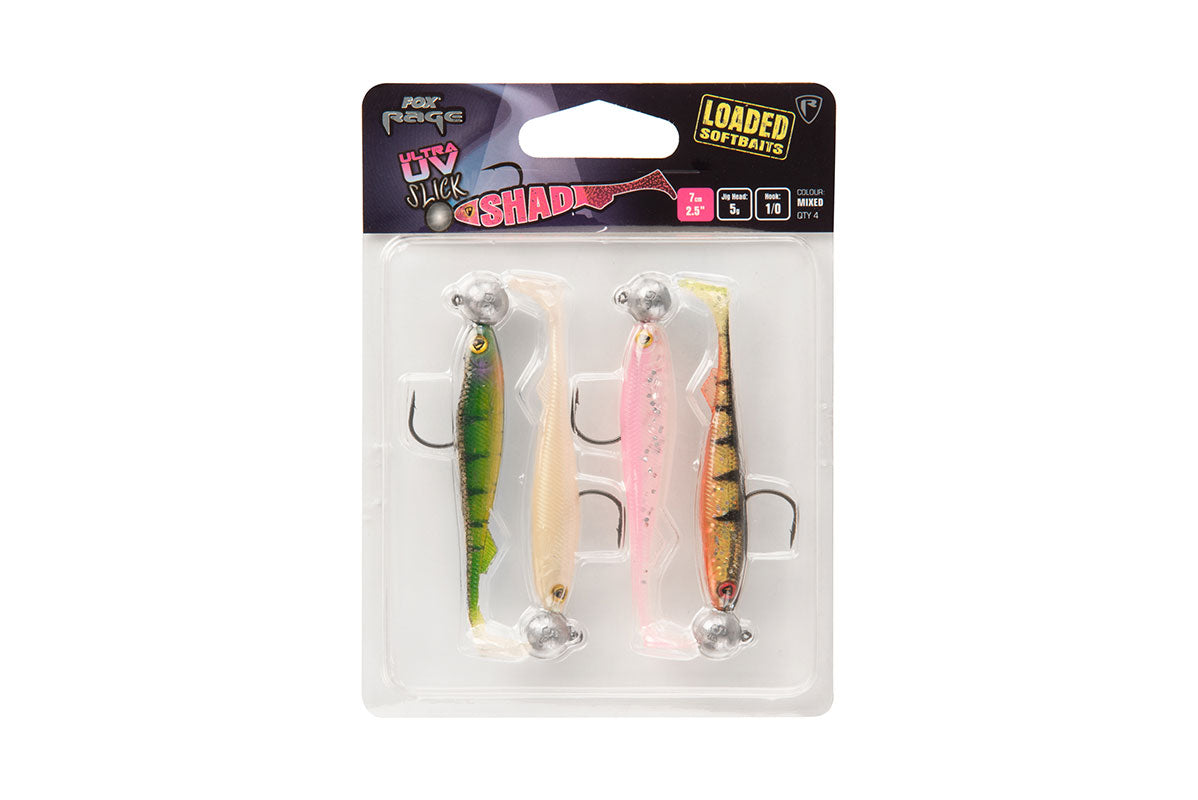 FOX FOX Slick Shad x4 Mixed UV Colour Pack LOADED  - Parkfield Angling Centre