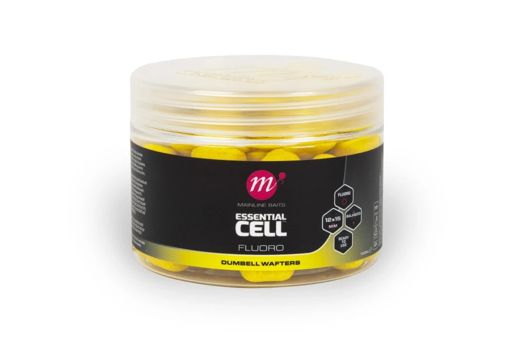 MAINLINE MAINLINE Essential Cell Fluoro Dumbell Wafters - 12 x 15mm  - Parkfield Angling Centre