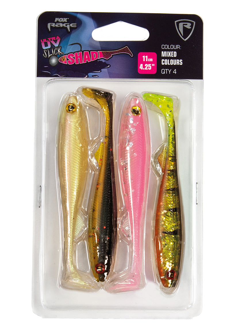 FOX Slick Shad UV mixed colour pack x 5pcs