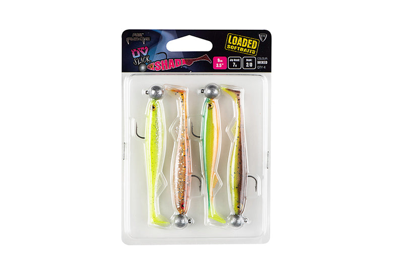 FOX FOX Slick Shad x4 Mixed UV Colour Pack LOADED  - Parkfield Angling Centre
