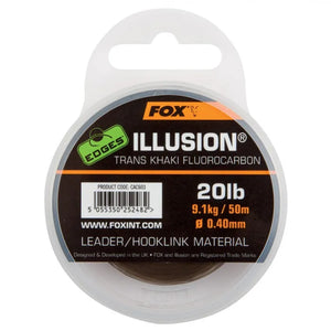 FOX FOX EDGES Illusion Flurocarbon Leader Trans Khaki x 50m  - Parkfield Angling Centre