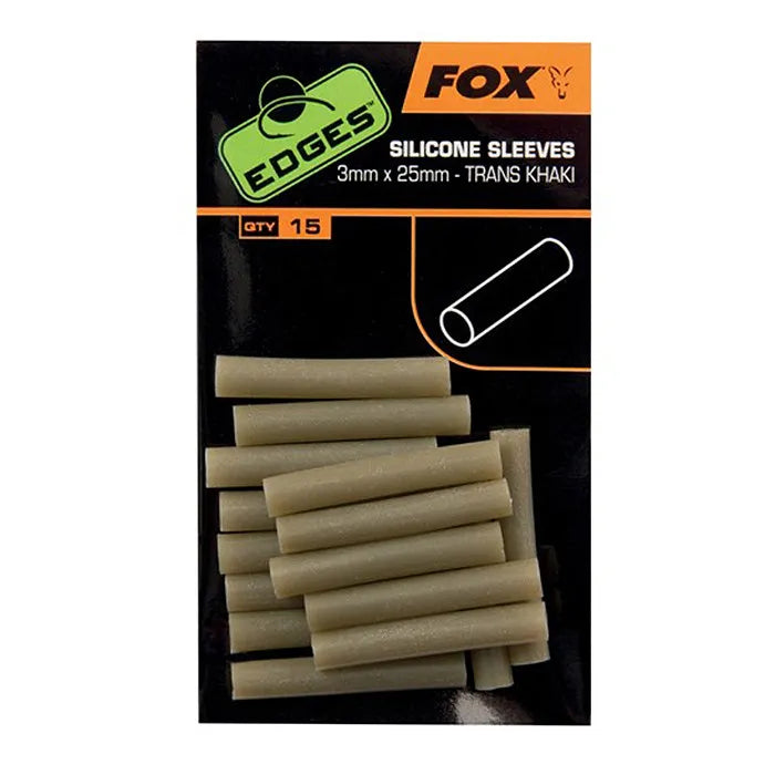 FOX Edges Silicone Sleeves Trans Khaki 3mm x 25mm x 15pcs