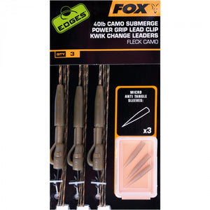FOX FOX Edges Camo Submerge Leaders FOX Edges Camo Submerge Power Grip Lead Clip Kwik Change Kit 30lb - Parkfield Angling Centre
