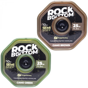 RIDGEMONKEY RIDGEMONKEY Connexion Rock Bottom Tungsten Semi Stiff Coated Hooklink25lb  - Parkfield Angling Centre