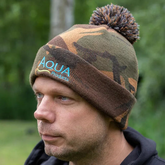 AQUA AQUA Camo Bobble Hat  - Parkfield Angling Centre