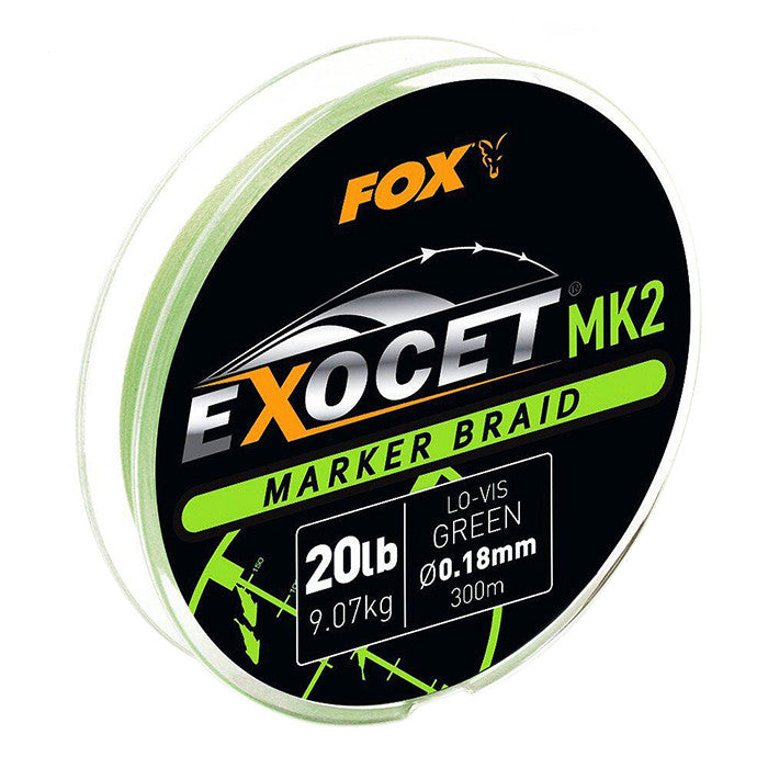 FOX FOX Exocet® MK2 Spod & Marker Braid Exocet® MK2 Spod & Marker Braid - 0.18mm/20lb x300m MARKER -Green - Parkfield Angling Centre