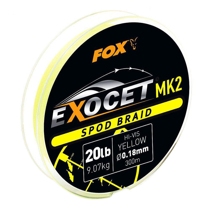 FOX FOX Exocet® MK2 Spod & Marker Braid Exocet® MK2 Spod & Marker Braid - 0.18mm/20lb x300m Spod -Yellow - Parkfield Angling Centre