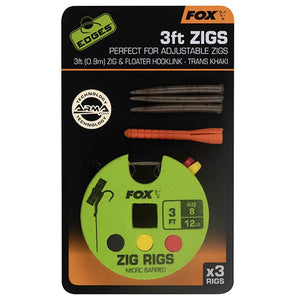 FOX FOX Edges Pre Tied Zigs 3FT & 12FT  - Parkfield Angling Centre