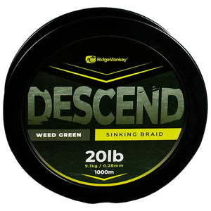 RIDGEMONKEY RIDGEMONKEY Descend Sinking Braid RIDGEMONKEY Descend Sinking Braid 0.28mm/20lb 1000m - Parkfield Angling Centre